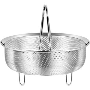 Food Grade Stainless Steel Steamer with Carrying Handle and Three-Legged Stand, Multi-functional Home Steamer and Drainer SUS304 Stainless Steel, Essential for Kitchen Cooking (8.7in)