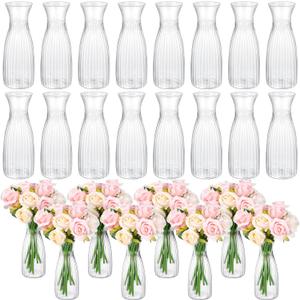 Mumufy 24 Pcs Plastic Bud Vases Bulk Small Clear Container for Flowers Height Shatterproof Bud Vase for Centerpieces Wedding Home Table Decorations Formal Dinners(2.64 x 6.69 Inch)
