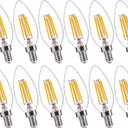FLSNT 60W Equivalent LED Chandelier Light Bulbs, Dimmable LED B11 E12 Candelabra Base Bulbs, 3000K Warm White, 500LM, 12 Pack