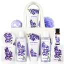 Spa Gift Baskets for Women - Body & Earth 11pcs Lavender Gift Sets with Bubble Bath, Shower Gel, Body Lotion, Birthday Gifts for Women, Spa Kit for Mom Gifts, Purple Gifts