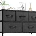 YITAHOME Dresser with 5 Drawers - Fabric Storage Tower, Black Dresser & Chest of Drawers, Organizer Unit for Bedroom, 11.8"D x 39.4"W x 21.8"H