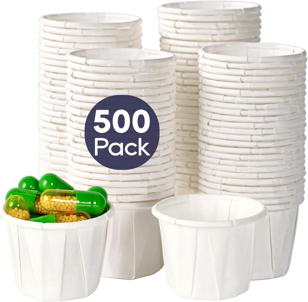 LITOPAK 500 Pack 0.75 oz Disposable Paper Souffle Medicine Cups, 3/4 oz Sample Cups for Tasting Pills, Food Dessert Services, and Condiments