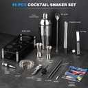 Cocktail Shaker Set Bartender Kit : 15-Piece Stainless Steel Bartender Kit with Acrylic Stand Bars Set with All Practical Bars Accessories, Bar Tools for Drink Mixing, Bar, Home, Lounge & Party