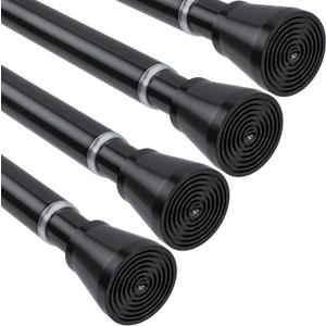 4 Pack Black Shower Curtain Rod 30 to 64 Inch Black Shower Tension Rod Adjustable Curtain Rod No Drilling Spring Tension Curtain Rod Shower Rods for Bathroom Windows Doorways Closet