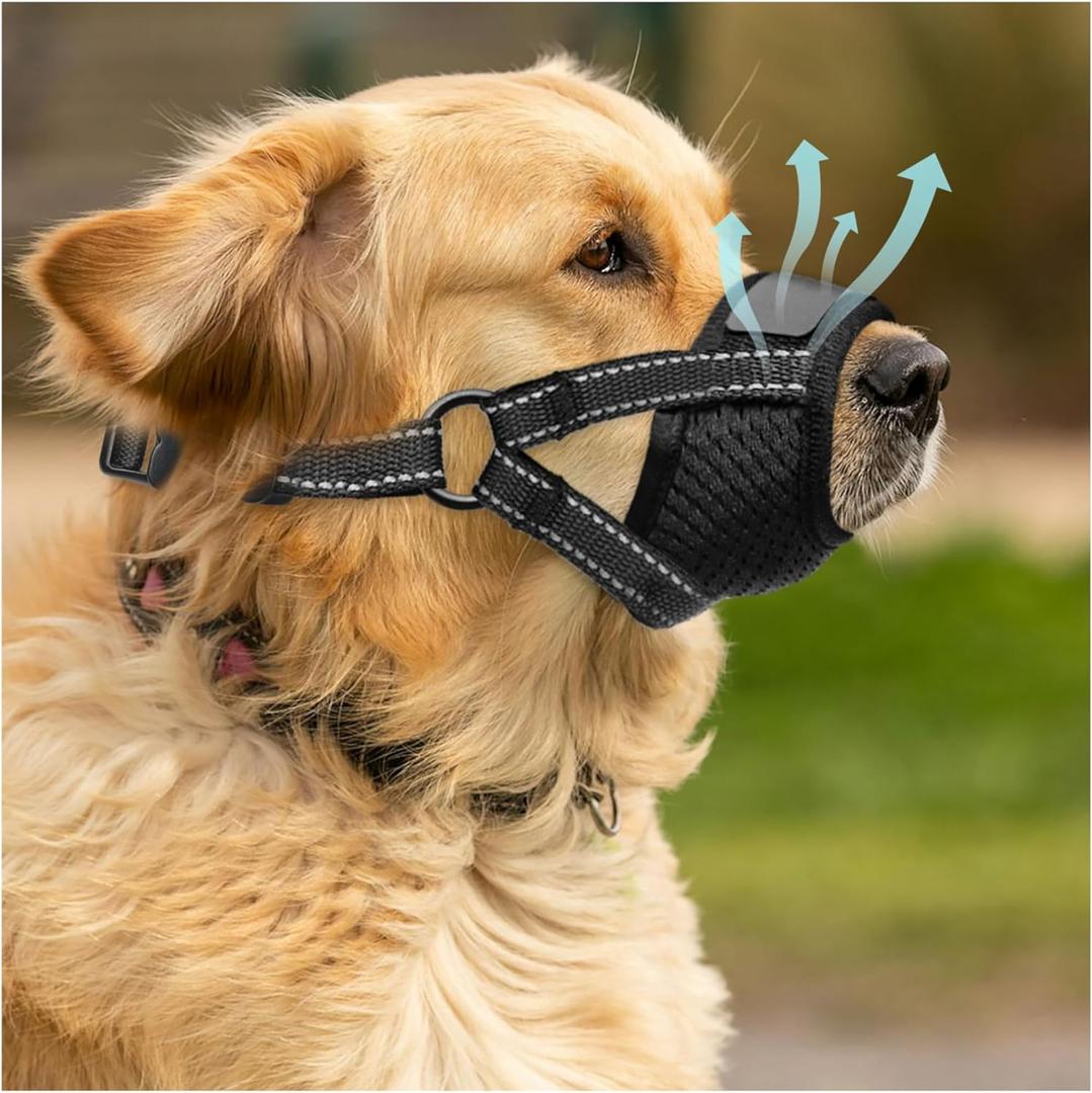 Dog Muzzle Medium Sized Dogs - Soft Muzzle for Medium Sized Dog with Air Mesh | Adjustable Dogs Muzzles to Stop Biting Barking and Chewing That Allows Panting Drinking | Perfect for Small to Large