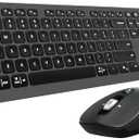 Wireless Keyboard Mouse Combo, Scissor-Switch Keys, 2-in-1 USB Receiver and Two Bluetooth, Multi Device Silent Design for Computer, Laptop, MacBook and iPad (Graphite)