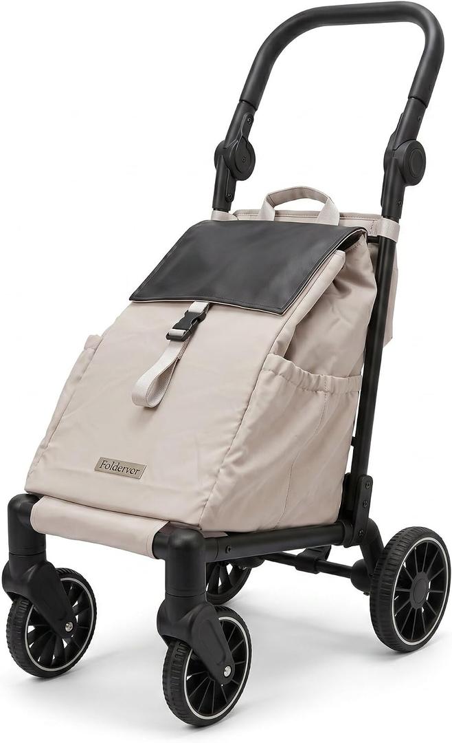Foldeavor Stroller-Grade Foldable Shopping Utility Trolley