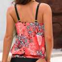 Yonique Womens Blouson Tankini Top No Bottom Loose Fit Swim Top Modest Tank Top (Red, L)