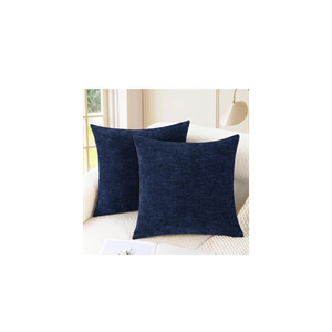 Throw Pillow Covers Decorative 18 X 18 Inches Pack of 2 Cozy Chenille Cushion Cases for Couch Sofa Bed Living Room Home Navy Blue