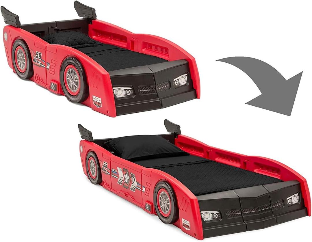 Delta Children Grand Prix Race Car Toddler-to-Twin Bed, Red, 94.49x45.34x21.47 Inch