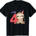 Fourth Birthday Sloth Kids One Birthday Sloth T-Shirt, 4T