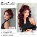 26 Inch Long Red Ponytail Extension, Claw Clip on Ponytails for Women, Natural Soft Wavy Curly Synthetic Drawstring Pony Tails Hair Extensions, Lightweight Fake Hairpiece Burgundy