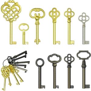 Universal Skeleton Key Set - Skeleton Keys for Old Doors and Antique Furnitures, Curio Cabinets, Secretary Desks, Pirate Treasure Chest Accessories, Halloween Vintage Decorations (10 Keys)