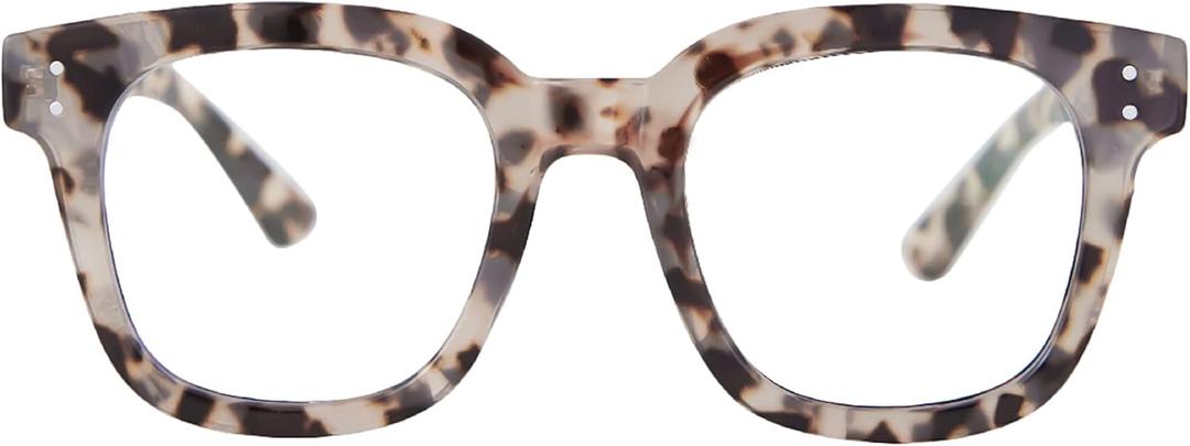 Madison Avenue Blue Light Blocking Glasses Oversized Fashion Blue Light Glasses for Women Anti Eyestrain & UV Protection Computer Eyeglasses (Milk Grey Brown)