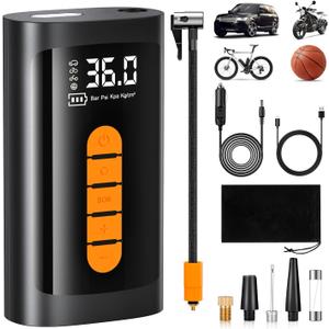 Tire Inflator Portable Air Compressor, 150PSI Air Pump for Car Tires,Cordless Portable Tire Inflator for Car Electric Tire Pump with Digital Pressure Gauge LED Light for Car, Motorcycle, Bicycle,Ball