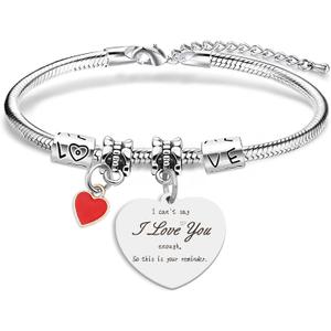 Aelciyue Valentines Day Gifts for Her - Christmas Anniversary Mothers Day Cool Birthday Gifts for Girlfriend Unique Friends Sister Bestie Daughter Gift from Mom Dad I Love You Link Bracelet for Women