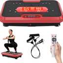Vibration Plate Exercise Machine, Vibration Plate for Lymphatic Drainage Weight Loss, 999 Gear Shaping Vibrating Plate, Full Whole Body Workout Vibration Platform with Handles for Home Fitness (RED)
