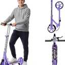 Scooters for Kids 8-12, Teens & Adults - Load 240 LBS, 8-Inch Wheels, Kick Scooter with Shock Absorption System, Hand Brake & Bell, 4 Adjustable Height Levels, Perfect for School, Commuting or Park