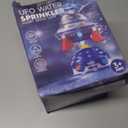 UFO Water Sprinkler for Kids, Water Rocket Toy Outdoor Summer Play W/Light & Spin, Adjustable Height Water Launcher, DIY Space Sticker, Backyard Lawn Gift for Girls Boys 3-12 Year Old Blue