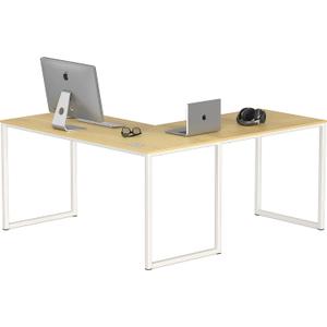 SHW Mission 55 x 60 Inches L-Shape Home Office Computer Desk, Oak, 55-inch L-shaped