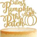2 x Cutest Pumpkin in the Patch Cake Topper, Fall Pumpkin Birthday Decorations, Little Pumpkin Themed Baby Shower/Gender Reveal Party Decorations