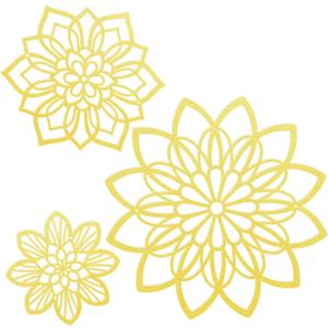 3 Pieces Metal Flowers Wall Decor, Black Wall Decoration Metal, Flower Art Wall Decor Farmhouse Wall Decorations Multiple Flowers Hanging Decor for Bathroom Living Room Home Kitchen Garden Office (Gold Elegant)