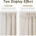 FMFUNCTEX Linen French Door Curtains 40 Inches Long for Front Glass Door Patio Door Windows, Natural Light Filtering Flax Blend Door Curtain Sidelight Door Panels with Tiebacks,2 Panels Rod Pocket