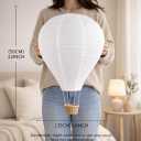 Hot Air Balloon Hanging Lampshade, Handmade Faux Linen Decorative Pendant Shade for Nursery, Kids Room & Bedroom Decor, Woven Basket Detail, Approx. 14" Dia x 22" H, Lampshade Only