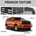 Front Grill Compatible with 2008-2017 Toyota Sequoia Matte Black Replacement Front Bumper Grill ABS Bumper Grille Assembly with Amber LED Lights & Letters