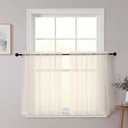 Cream Kitchen Curtains 30 Inch Length Tier 2 PCS, Solid Soft Airy Half Curtains for Windows, Sheer Rod Pocket Drapes for Bathroom Basement Small Window, Cream, 42" Wx30 L Inches