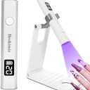 Brokimis Handheld UV Light for Gel Nails with Stand, Mini Nail Lamp with LCD Display 3-Timer Modes Portable Cordless Rechargeable USB Small Nail Dryer for Fast Curing Home DIY Manicure Nail Art