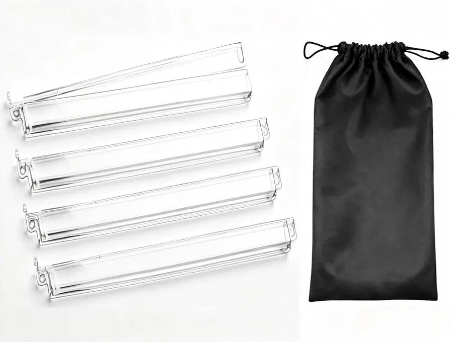 Mahjong Racks with Pushers Set of 4, Clear Acrylic All-in-One Tile Rack & Pusher Combo, Modern American/Chinese Mahjong Accessories with Storage Bag (4 Clear)