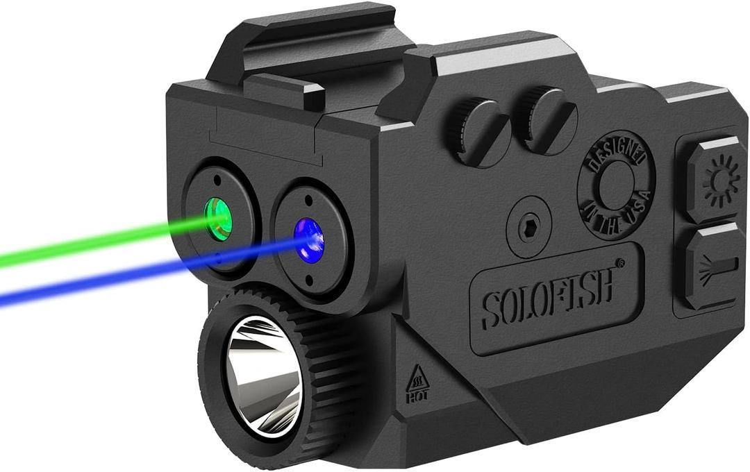 SOLOFISH 500lm Pistol Light and Purple/Infrared (IR)/Green Blue Beam Combo, Rechargeable Aluminum Weapon Light and Beams for Guns with a Rail