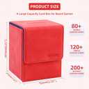 Magic Card Deck Box for MTG Single Deck Card Box fits 100+ TCG Sleeved Cards Soft Leather Card Box Top loading Card Boxes Magic Gift for MTG TCG CCG (Vertical,Red)