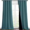 NICETOWN 100% Blackout Blinds, Laundry Room Decor Window Treatment Curtains, Thermal Insulated Energy Smart Drapes and Draperies for Villa, Hall and Studio, Sea Teal, Set of 2, 46 inches x 90 inches