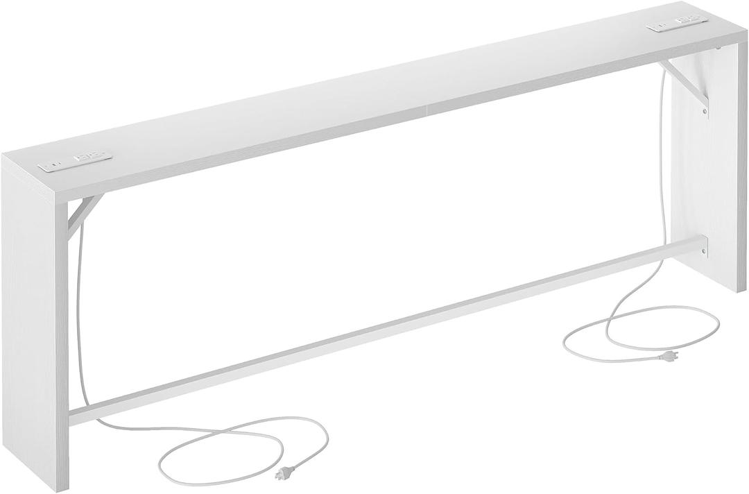 TIQLAB Sofa Table, 79''L x 9.1''W (1.2'' Thickness) Long Console Table Behind Couch, Entryway Table with Angled Metal Frame, Industrial Console Table, White, 79''L x 9.1''W x 31.5''H