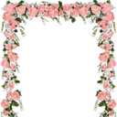 2 Pack Artificial Peony Garland Flowers, 12ft Floral Greenery Garland Rose Flower Vine with Pink Peony and Green Leaves for Wedding Dining Table Home Party Decor (2, Pink)