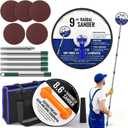 Pole Sander for Drywall, 89 Inch Manual Hand Drywall Sander with Extension Pole, Bag, 360 Circular Radial Hand Sander for Painting Projects with 5pcs Sanding Discs (80, 100, 120, 180, 240 Grit)