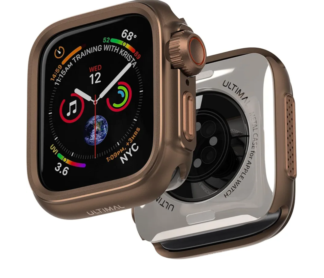 ULTIMAL Metal Case Compatible with Apple Watch Series 9/8/7 45mm with Back Cover,Military Grade Shockproof Protective Case, Rugged Cover for iWatch 45mm (Brown)