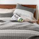 Andency Oversized King Quilt Bedding Set, 120x98Inch Dark Grey Stripe Super King Bedspread Coverlet 3 Pieces, Soft Lightweight Patchwork Quilted Bed Set for All Season (1 Quilt, 2 Pillowcases)