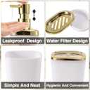 XLHOMO White Bathroom Accessories Set 8 Piece White and Gold Bathroom Set, Bathroom Sets with Stainless Steel Trash Can,Toilet Brush,Toothbrush Set,Soap Dispenser