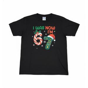 I was 6 Now I'm 7 Kids Christmas shirt Size XS