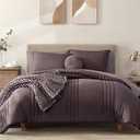 Monbix Full Comforter Set - 7 Pieces Italian Plum in a Bag Full Size Bedding Sets with Comforters, All Seasons Down Alternative Comforter with Sheets,Pillowcases & Shams