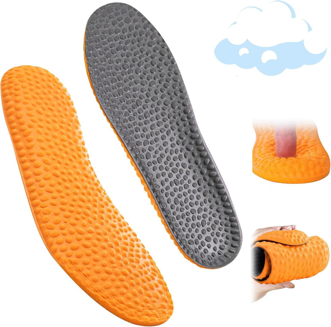 Soft Cushioning Insoles for Women Men, Comfort Memory Foam Insoles for Shock Absorbing and Extra Cushion, Lightweight Breathable Shoe Inserts for Foot Fatigue Relief (Men's 10-10.5/Women's 11-11.5)