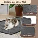 Garoopion Silicone Cat Litter Trapping Mat, Large Waterproof 34" X 22" Cat Litter Box Mat, Easy to Clean, Black