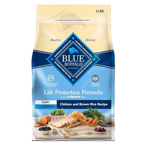 Blue Buffalo Life Protection Formula Puppy Dry Dog Food with DHA and ARA, Made with Natural Ingredients, Chicken & Brown Rice Recipe, 5-lb Bag 3 Pack Best By 08/12/26