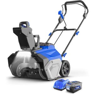 Wild Badger Power Cordless Snow Blower 40V 20" Electric, Brushless Battery Powered with LED Single Stage for Wet Snow and Heavy Snow, Blue