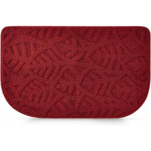 Farmlyn Creek Slip-Resistant Kitchen Floor Mat, Half Round Red Kitchen Rug with Rubber Backing for Office, Sink, Laundry Room, Home Decor, Machine Washable, Red (18x30 Inches)