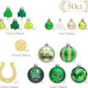 Valery Madelyn 50ct St Patricks Day Tree Decorations Shamrock Ornament Set, Irish Hanging Ball Ornament for Small Tree, Good Luck Clover Green Ornaments for St Patty's Day