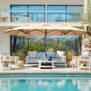 SUPERJARE 13FT Outdoor Umbrella for Patio, Double sided Pool Umbrellas with Fade Resistant Canopy, Large Table Umbrella for Deck, Market, Backyard - Beige(No Base)